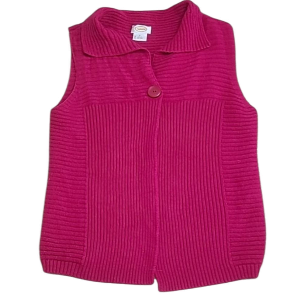 Talbots Fuschia 100% Wool Single Button Sweater Vest
